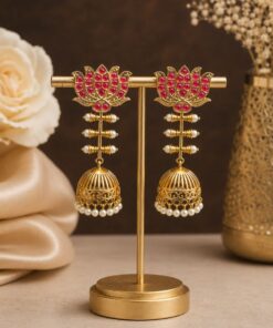 Lotus Jhumka Earring ? Stunning Traditional Jewelry for Elegant Special Occassion - Image 6