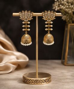 Alternative view of Lotus Jhumka Earring ? Stunning Traditional Jewelry for Elegant Special Occassion