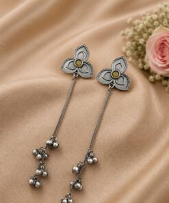 Silver Floral Kashmiri Earring Traditional Jewelry for Weddings, Festivals & Ethnic Wear - Image 9