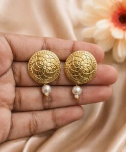 Alternative view of Golden Flower Art Stud Earring ? Elegant Design for Beautiful Everyday Styling