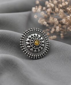 Oxidized Silver Ring for an Flower and Unique Traditional Look - Image 3