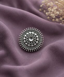 Alternative view of Oxidized Silver Ring for an Flower and Unique Traditional Look