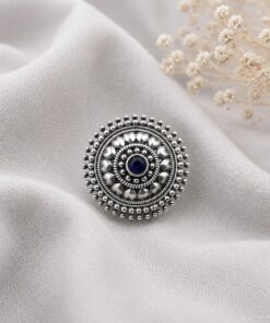 Oxidized Silver Ring for an Flower and Unique Traditional Look - Image 5