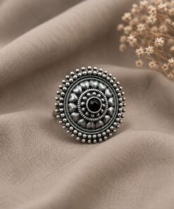 Oxidized Silver Ring for an Flower and Unique Traditional Look - Image 7