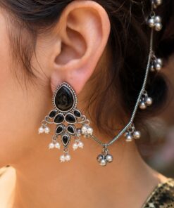Unique Oxidized Earring With Chain Premium Look ? Stunning Ethnic Jewelry