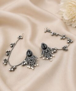 Unique Oxidized Earring With Chain Premium Look ? Stunning Ethnic Jewelry - Image 10