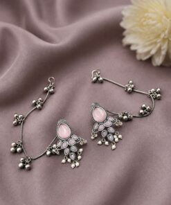 Unique Oxidized Earring With Chain Premium Look ? Stunning Ethnic Jewelry - Image 8