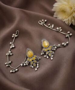 Unique Oxidized Earring With Chain Premium Look ? Stunning Ethnic Jewelry - Image 9