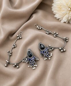 Unique Oxidized Earring With Chain Premium Look ? Stunning Ethnic Jewelry - Image 7