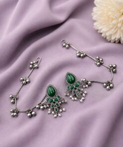 Unique Oxidized Earring With Chain Premium Look ? Stunning Ethnic Jewelry - Image 5
