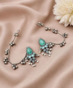 Unique Oxidized Earring With Chain Premium Look ? Stunning Ethnic Jewelry - Image 6