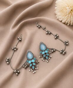 Unique Oxidized Earring With Chain Premium Look ? Stunning Ethnic Jewelry - Image 4