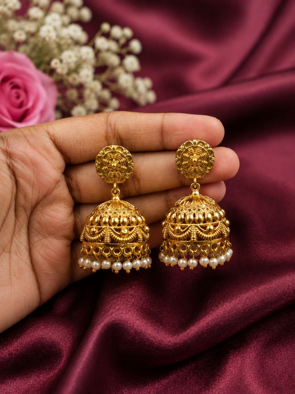 Gold Plated Jhumka Earring ? Traditional Jewelry for Elegant Looks - Image 3