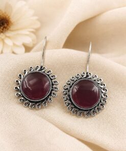 Alternative view of Floral Round Hook Earring ? Dazzling Traditional Jewelry for Women