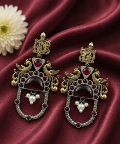 Two Tone Peacock Earring ? Exquisite Elegant Traditional Jewelry for Women - Image 9
