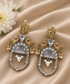 Two Tone Peacock Earring ? Exquisite Elegant Traditional Jewelry for Women - Image 8