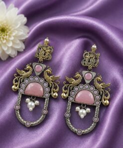 Two Tone Peacock Earring ? Exquisite Elegant Traditional Jewelry for Women - Image 7