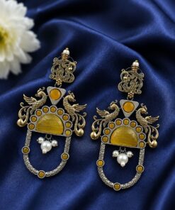 Two Tone Peacock Earring ? Exquisite Elegant Traditional Jewelry for Women - Image 3